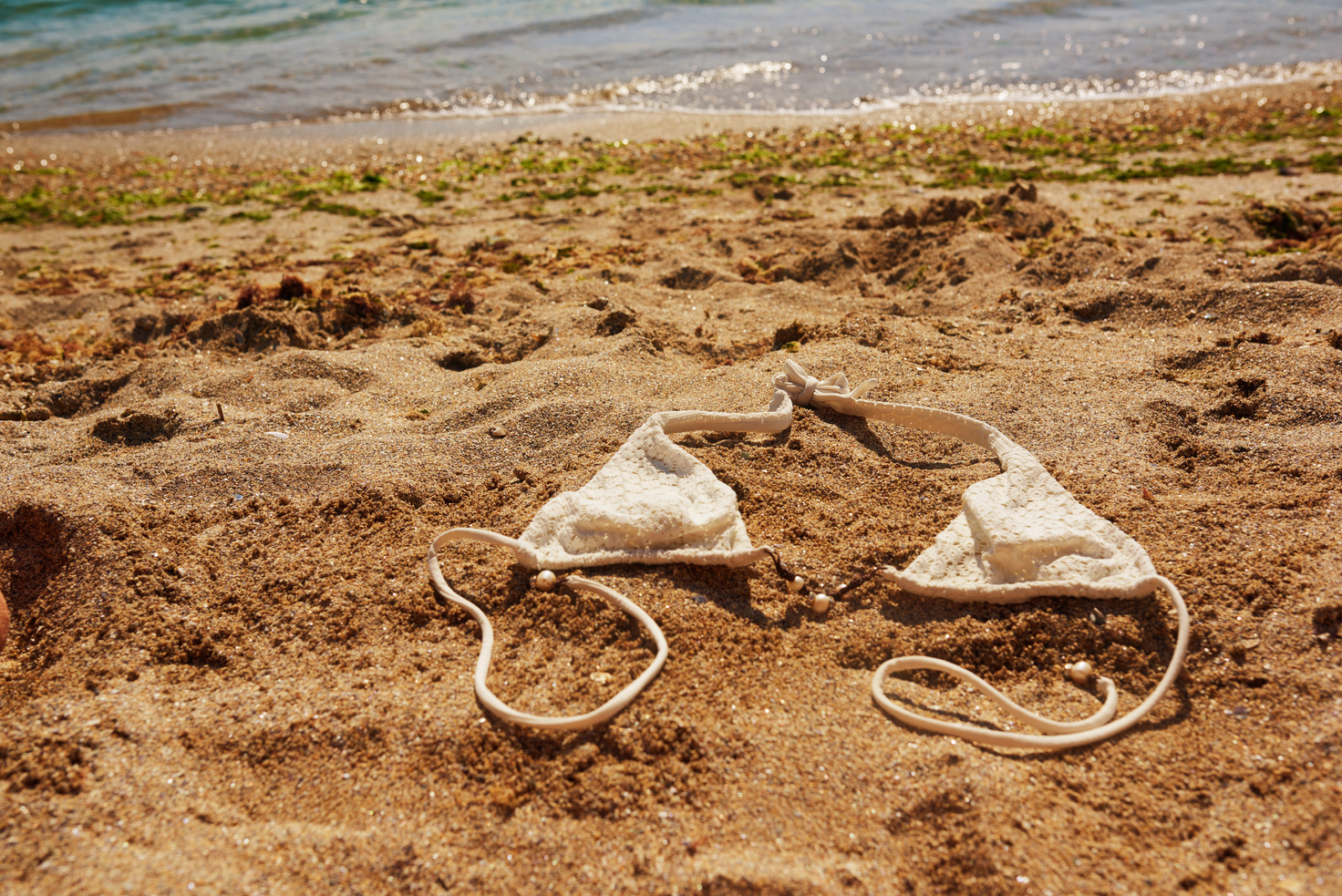 white swimwear on the beach